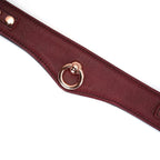 Wine Red Collection Leather Curved Collar with Leash & Lock - Burgundy - Restraints