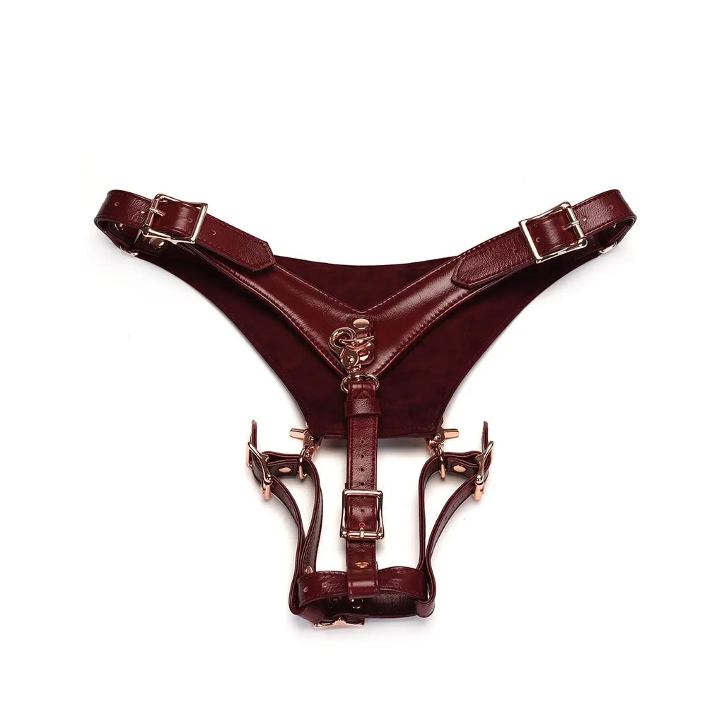 Wine Red Collection Leather Deluxe Hands-Free Wand Harness - Burgundy