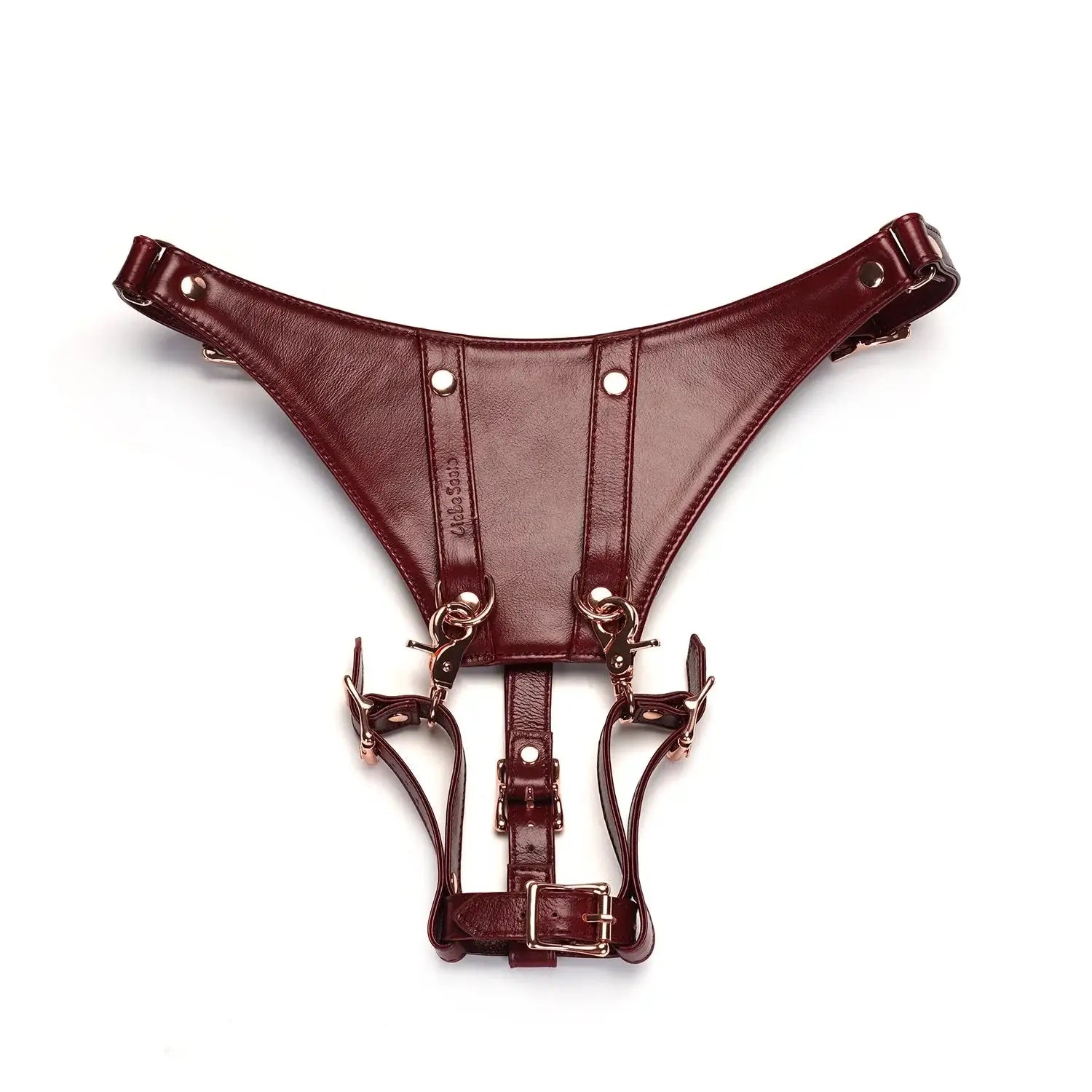 Wine Red Collection Leather Deluxe Hands-Free Wand Harness - Burgundy