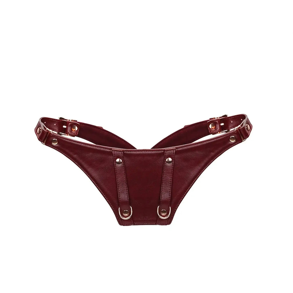 Wine Red Collection Leather Deluxe Hands-Free Wand Harness - Burgundy