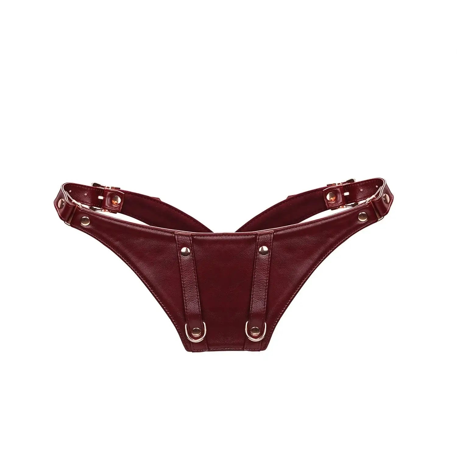 Wine Red Collection Leather Deluxe Hands-Free Wand Harness - Burgundy