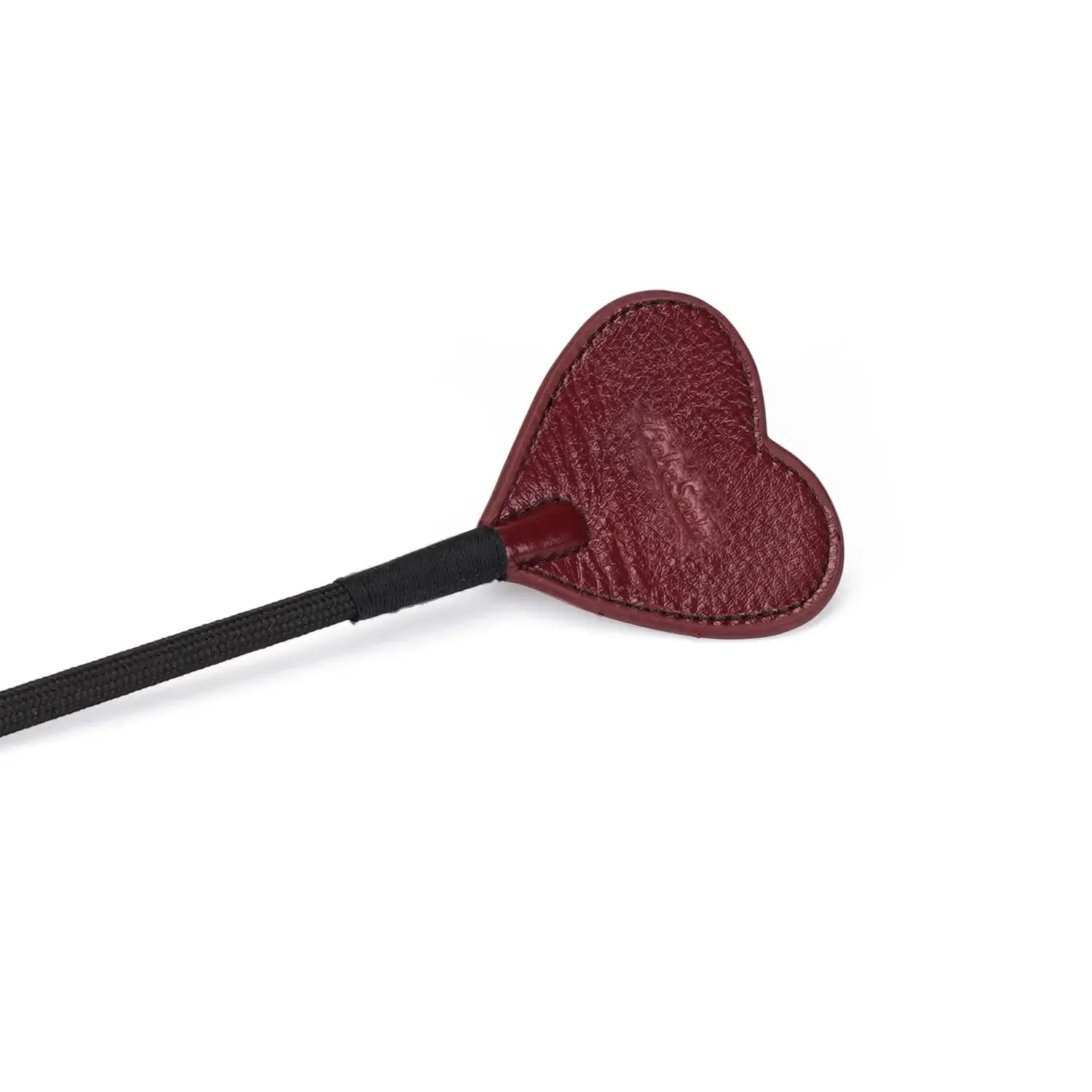 Wine Red Collection Leather Heart-Shaped Riding Crop - Burgundy - Flogger
