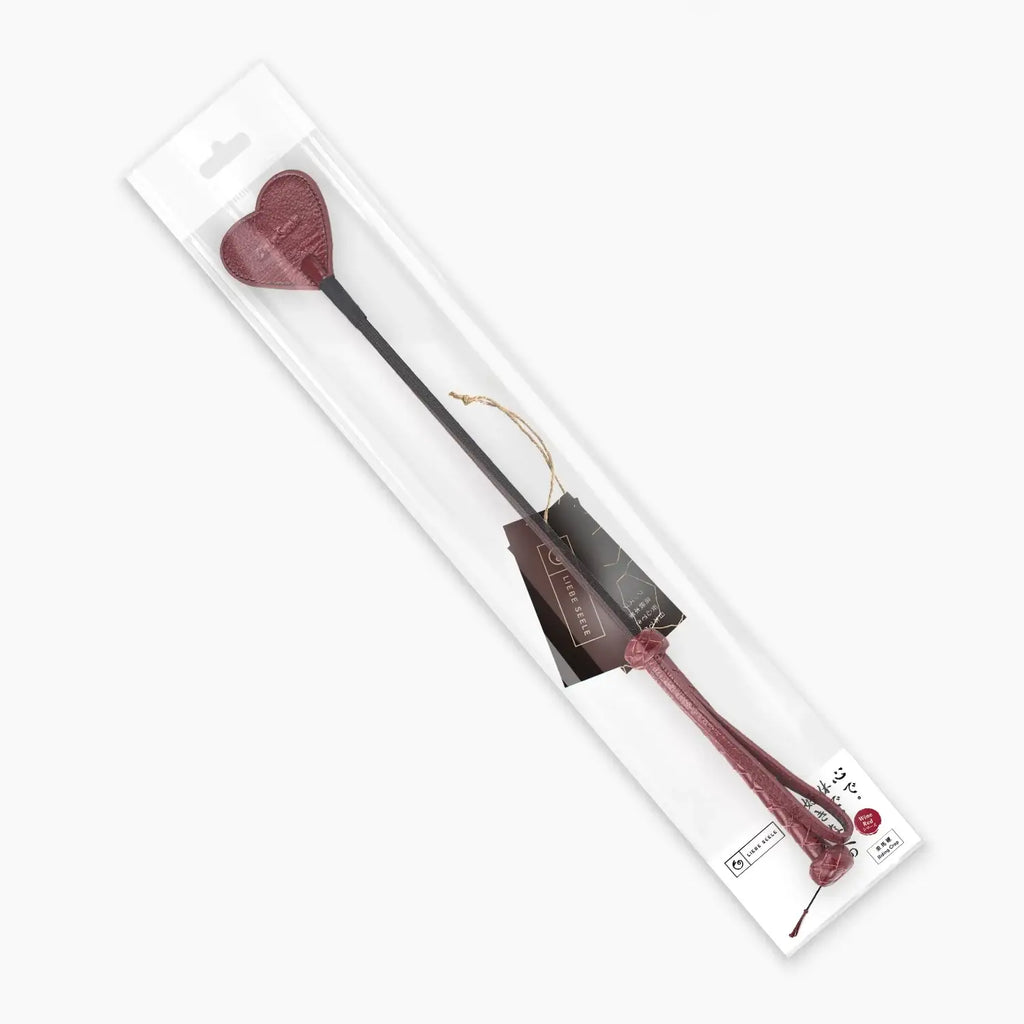 Wine Red Collection Leather Heart-Shaped Riding Crop - Burgundy - Flogger