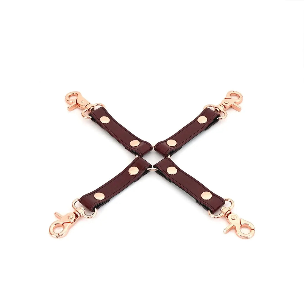 Wine Red Collection Leather Hogtie - Burgundy - Restraints