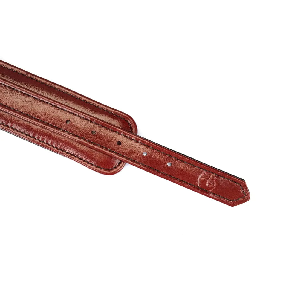 Wine Red Collection Leather Narrow Handcuffs - Burgundy - Restraints