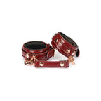 Wine Red Collection Leather Narrow Handcuffs - Burgundy - Restraints