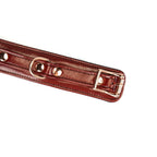 Wine Red Collection Leather Narrow Handcuffs - Burgundy - Restraints