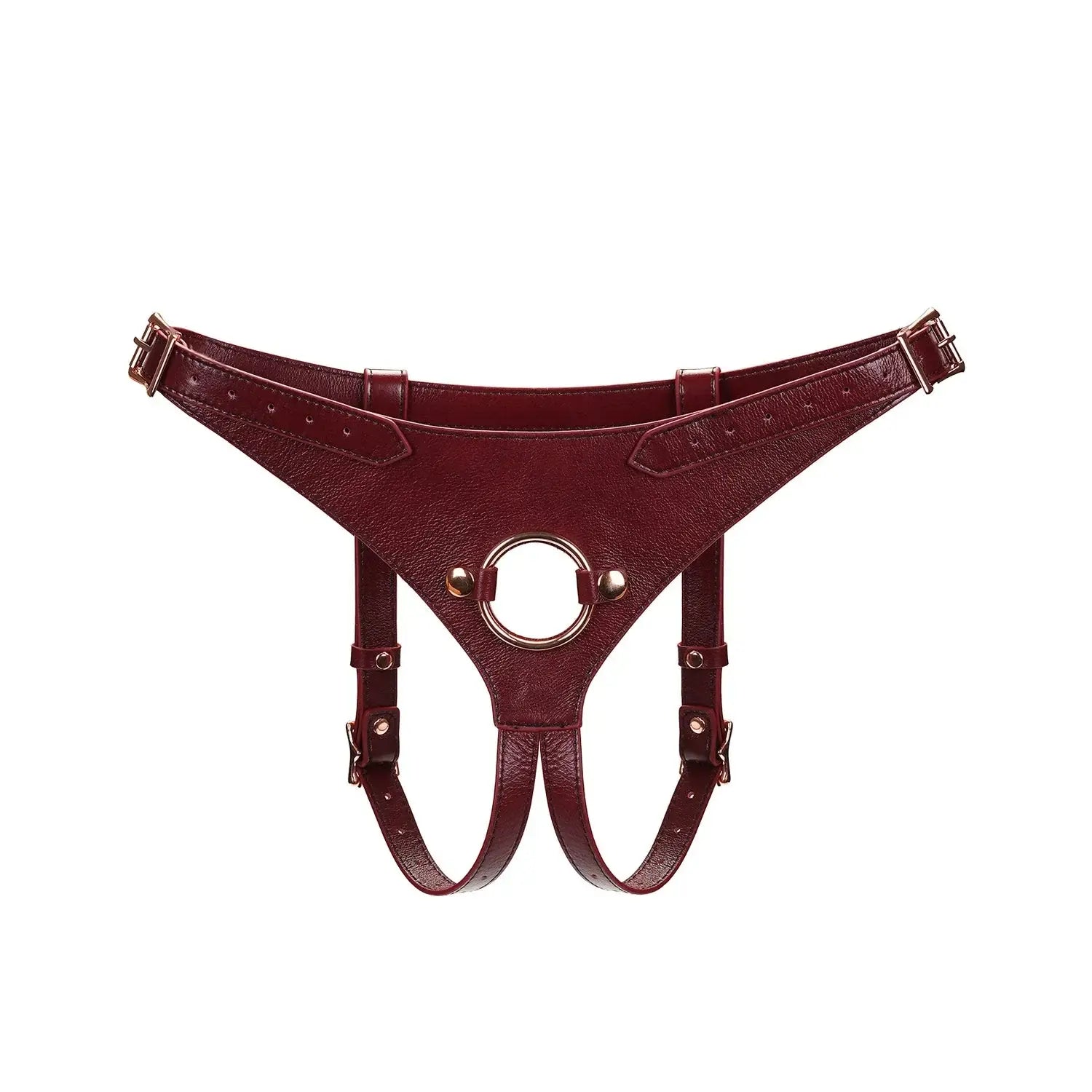 Wine Red Collection Leather Strap-on Harness - Burgundy