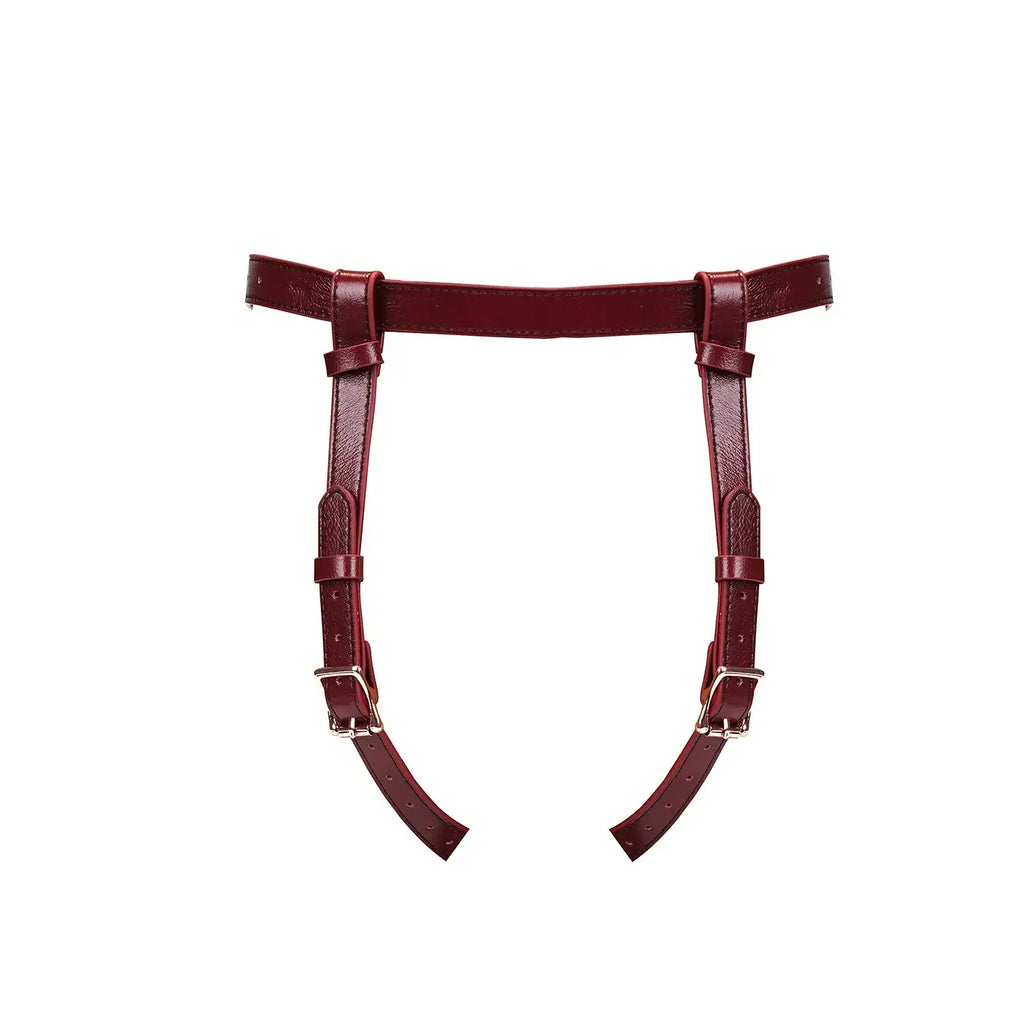 Wine Red Collection Leather Strap-on Harness - Burgundy