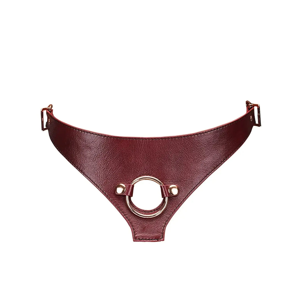 Wine Red Collection Leather Strap-on Harness - Burgundy