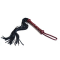 Wine Red Collection Leather Studded Handle Flogger - Burgundy