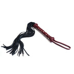 Wine Red Collection Leather Studded Handle Flogger - Burgundy