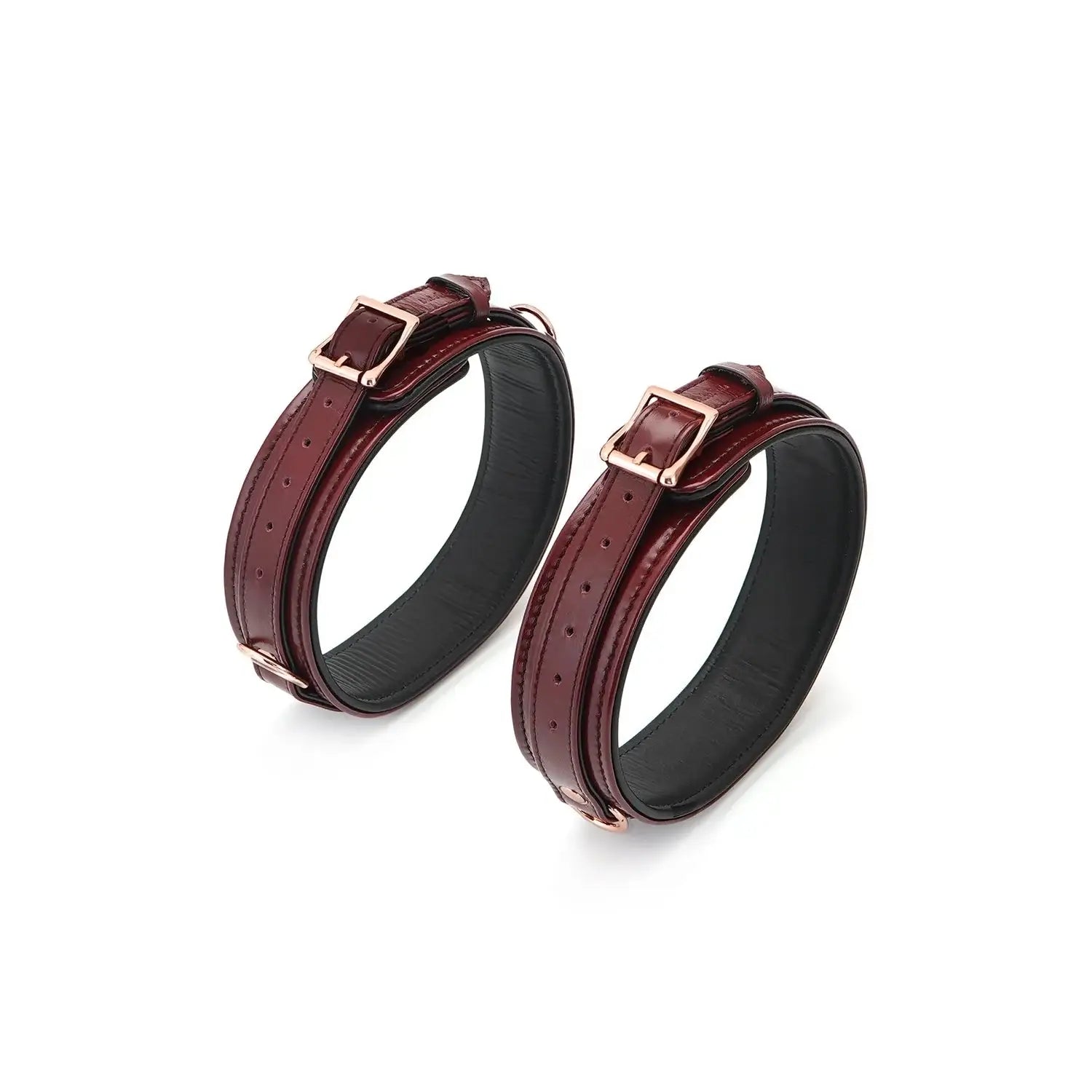 Wine Red Collection Leather Thigh Cuffs - Restraints