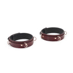Wine Red Collection Leather Thigh Cuffs - Restraints
