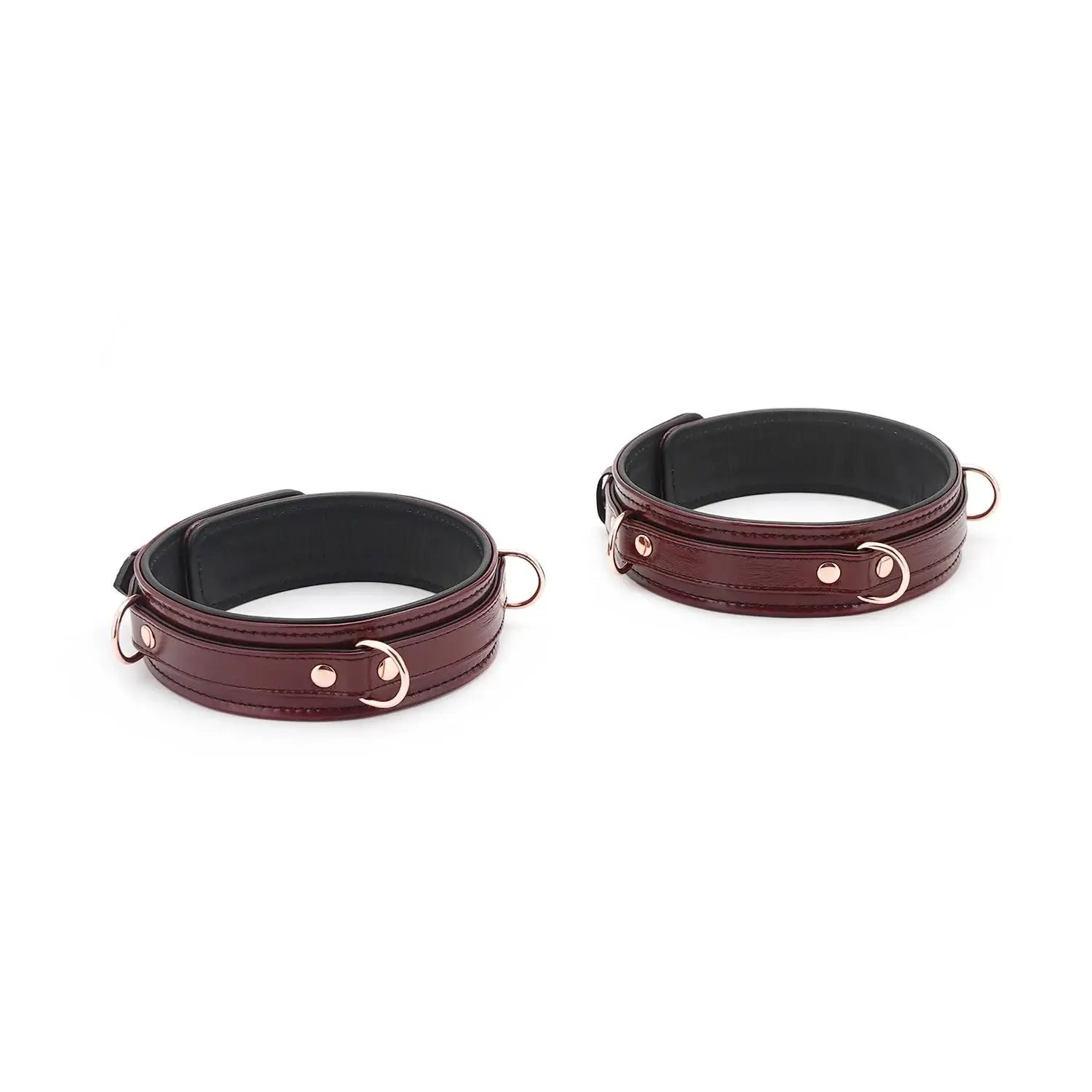 Wine Red Collection Leather Thigh Cuffs - Restraints