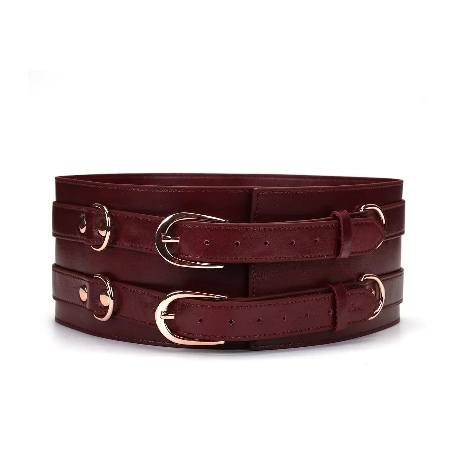 Wine Red Collection Leather Waist Cuff - Burgundy / Small (25.6’’ - 28.35’’) - Restraints