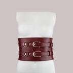 Wine Red Collection Leather Waist Cuff - Restraints