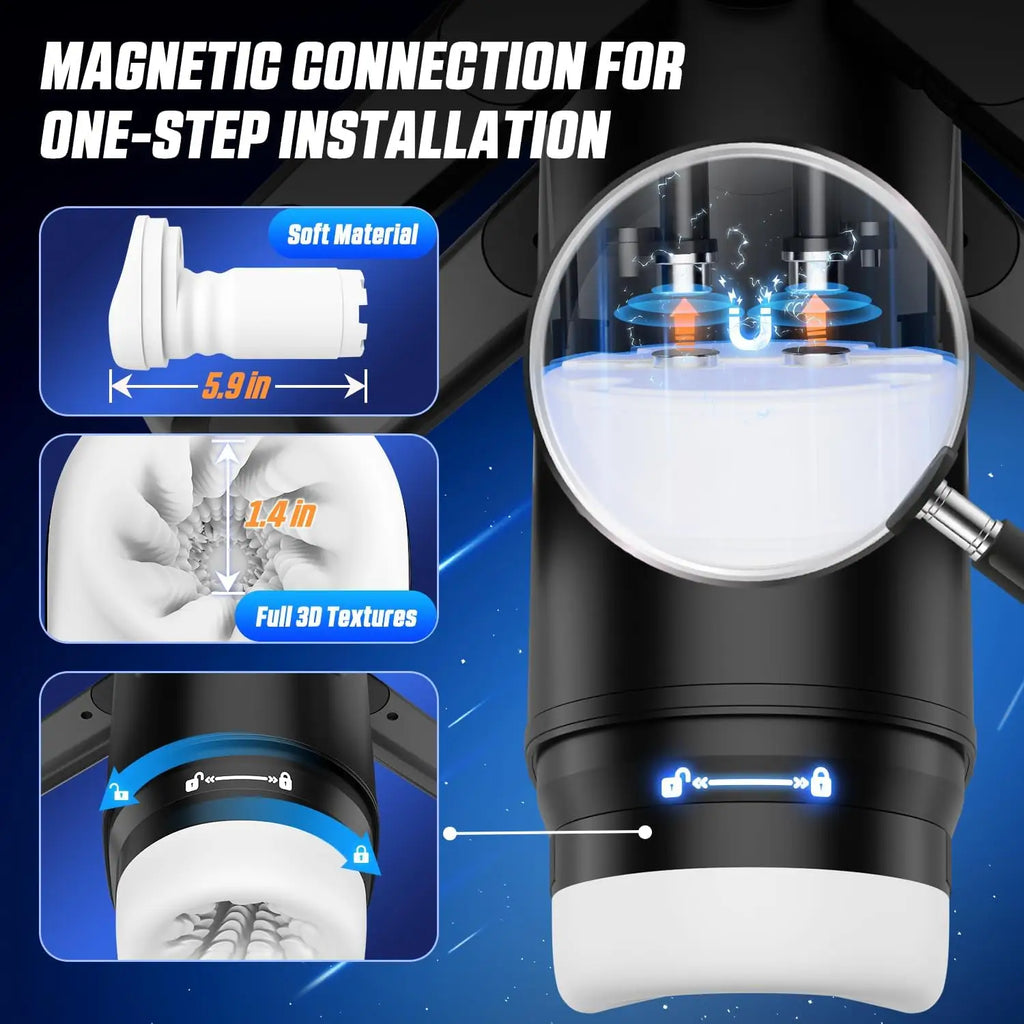 The Wing Thrusting & Vibrating Masturbator - Black