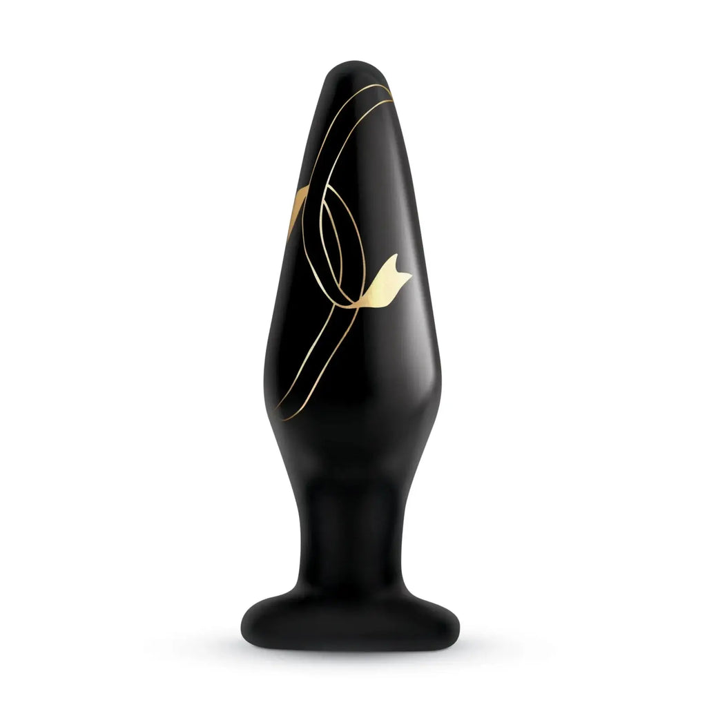 Secret Kisses Handblown Glass Plug - Black / 4.5’’ - Butt