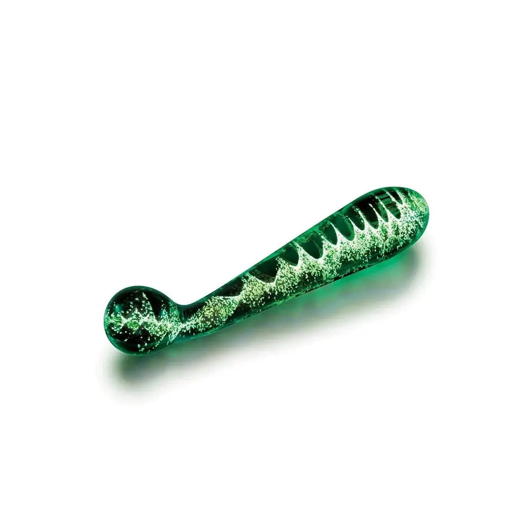 Glow in the Dark Whipsmart Bulbous Glass Dildo with Curved Base