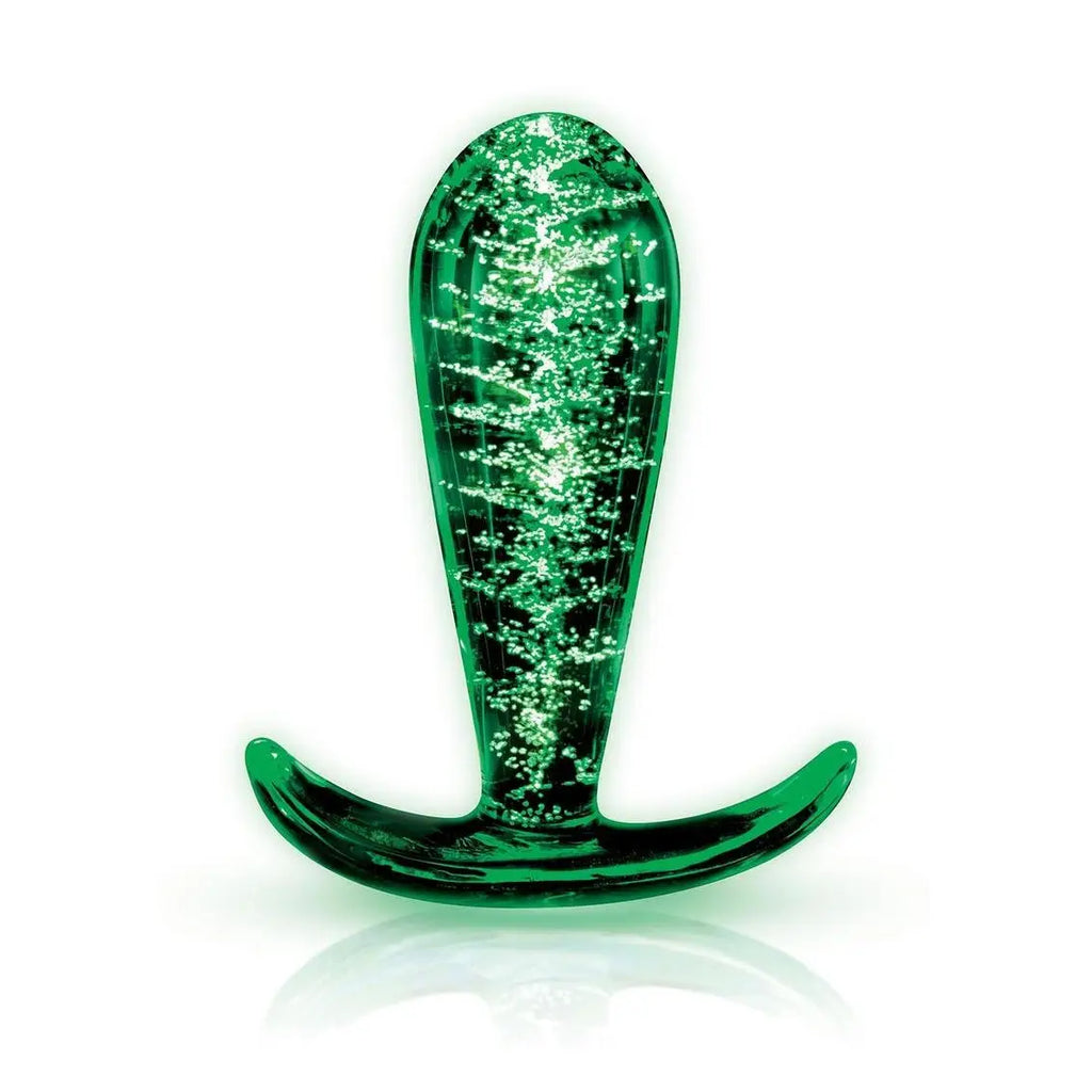 Glow in the Dark Whipsmart Glass Butt Plug with Curved Base