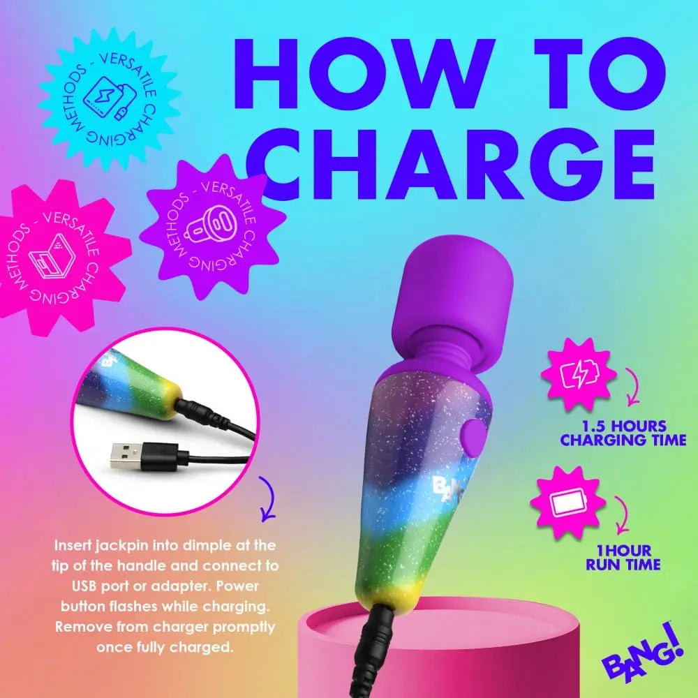 Bang! Rainbow Mini Silicone Wand Vibrator - Rolik®