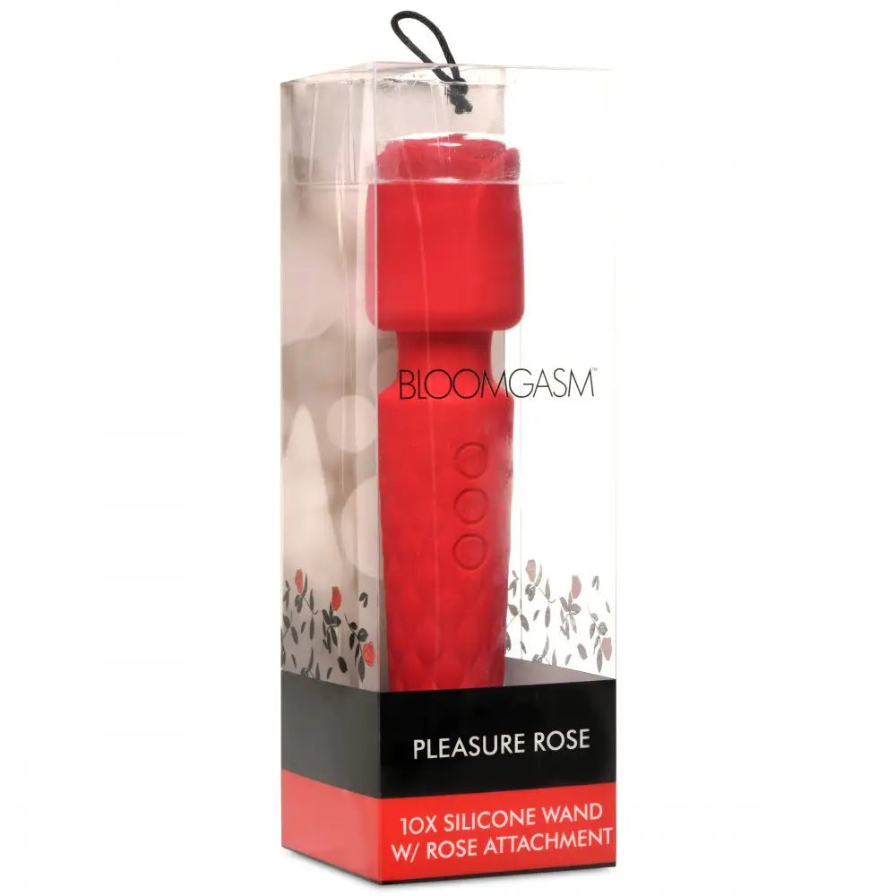 Bloomgasm™ Deluxe Silicone Rose Wand Vibrator - Red