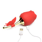 Bloomgasm™ Flutter Rose Sucking Stimulator with Butterfly Teaser - Red - Vibrator