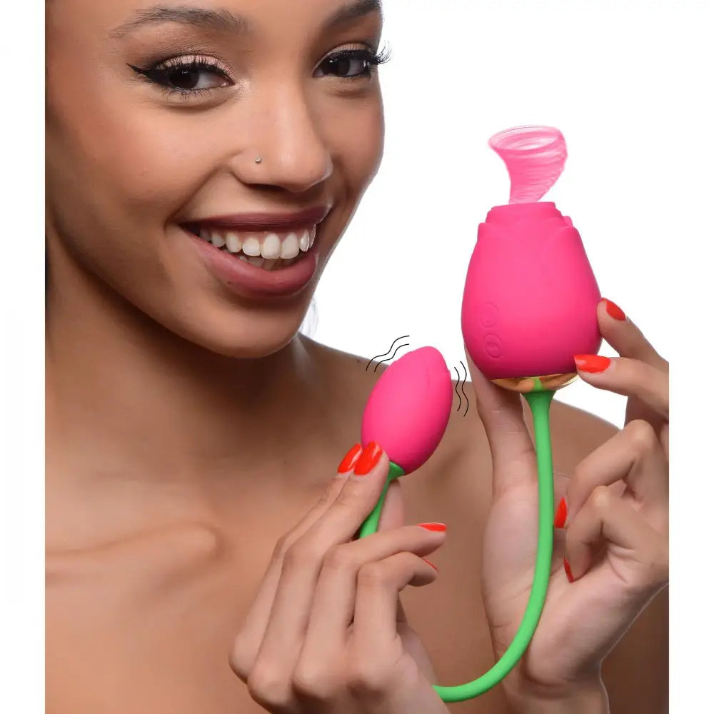 Bloomgasm™ Rose Duet Sucking and Vibrating Rosette - Pink - Vibrator