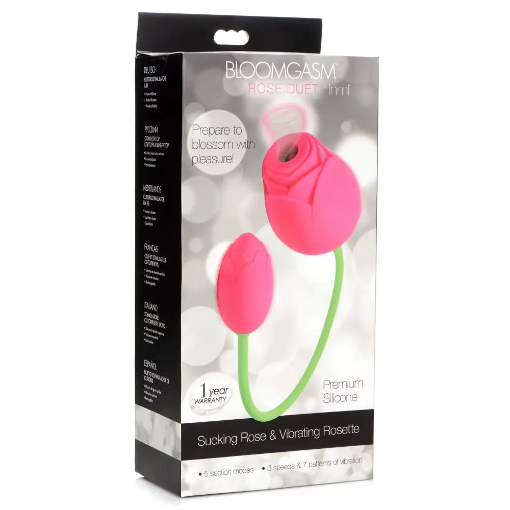 Bloomgasm™ Rose Duet Sucking and Vibrating Rosette - Pink - Vibrator