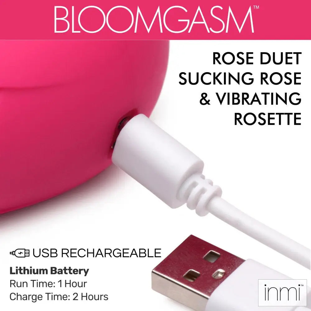 Bloomgasm™ Rose Duet Sucking and Vibrating Rosette - Pink - Vibrator