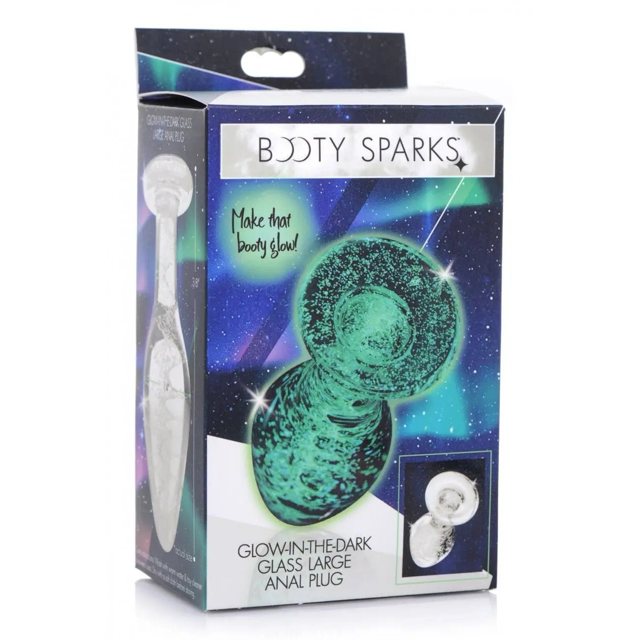 Booty Sparks™ Glow - In - The - Dark Glass Anal Plug - Butt