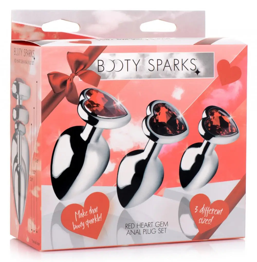Booty Sparks™ Red Heart Gem Anal Plug Set - Butt