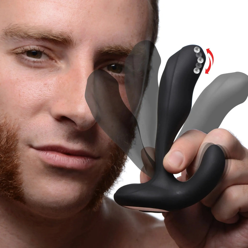 XR Brands® Brands Alpha-Pro Bendable Prostate Stimulator | Stroking Bead 7 Modes Wireless Remote Black