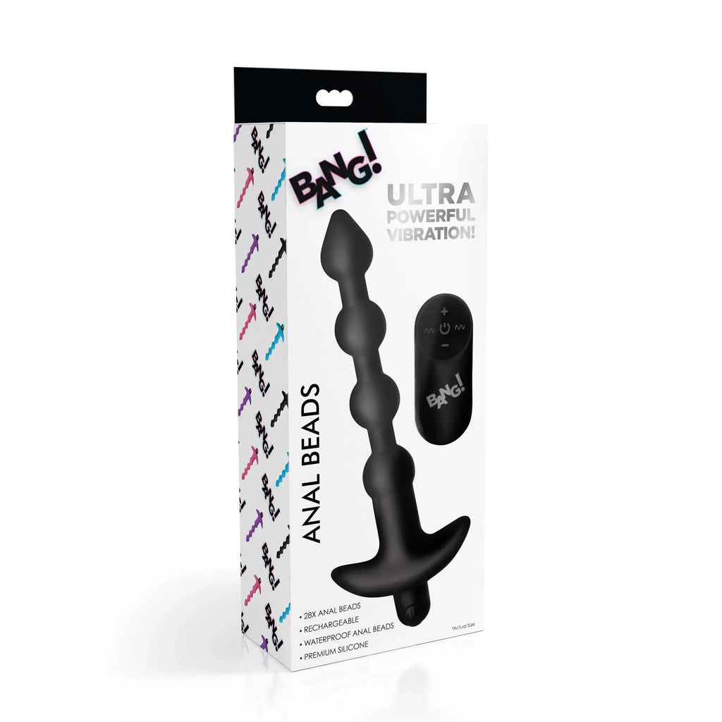 XR Brands® Brands Bang! Remote Control Vibrating Anal Beads – 11 Modes IPX7 Waterproof & Rechargeable