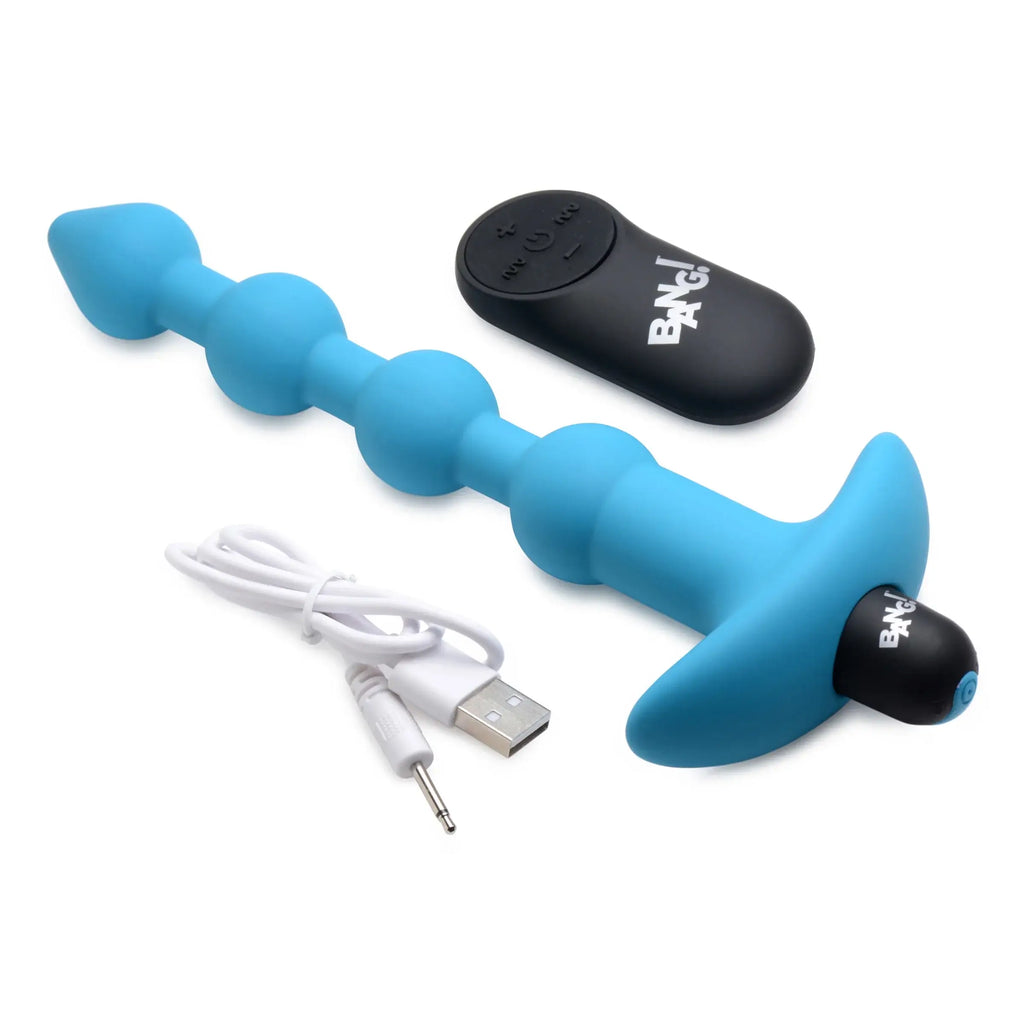 XR Brands® Brands Bang! Remote Control Vibrating Anal Beads – 11 Modes IPX7 Waterproof & Rechargeable