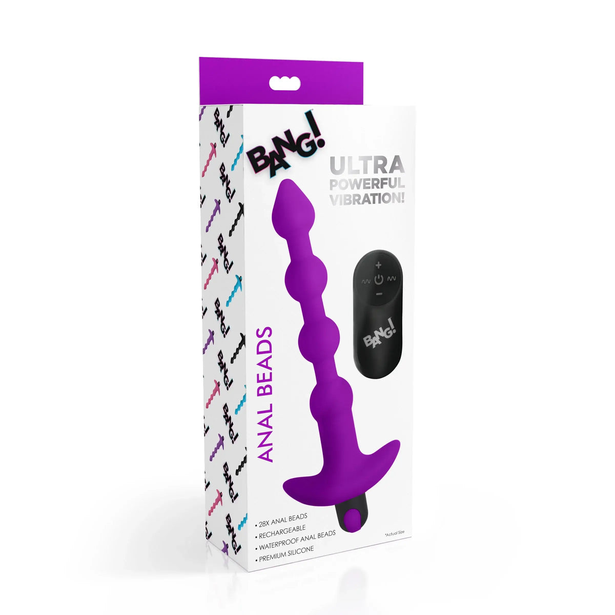 XR Brands® Brands Bang! Remote Control Vibrating Anal Beads – 11 Modes IPX7 Waterproof & Rechargeable