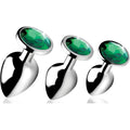 XR Brands® Brands Booty Sparks Emerald Gem Anal Plug Set – 3 Sizes Metal Temperature Play