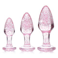 XR Brands® Brands Booty Sparks Glitter Gem Anal Plug Set | 3-Piece Training Kit Pink