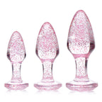 XR Brands® Brands Booty Sparks Glitter Gem Anal Plug Set | 3-Piece Training Kit Pink
