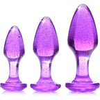 XR Brands® Brands Booty Sparks Glitter Gem Anal Plug Set | 3-Piece Training Kit Purple