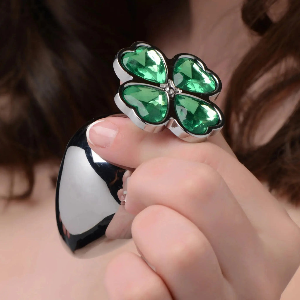 XR Brands® Brands Booty Sparks Lucky Clover Gem Plug – 3 Sizes Metal Temperature Play