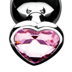 XR Brands® Brands Booty Sparks Pink Heart Gem Anal Plug Set – 3 Sizes Metal Temperature Play