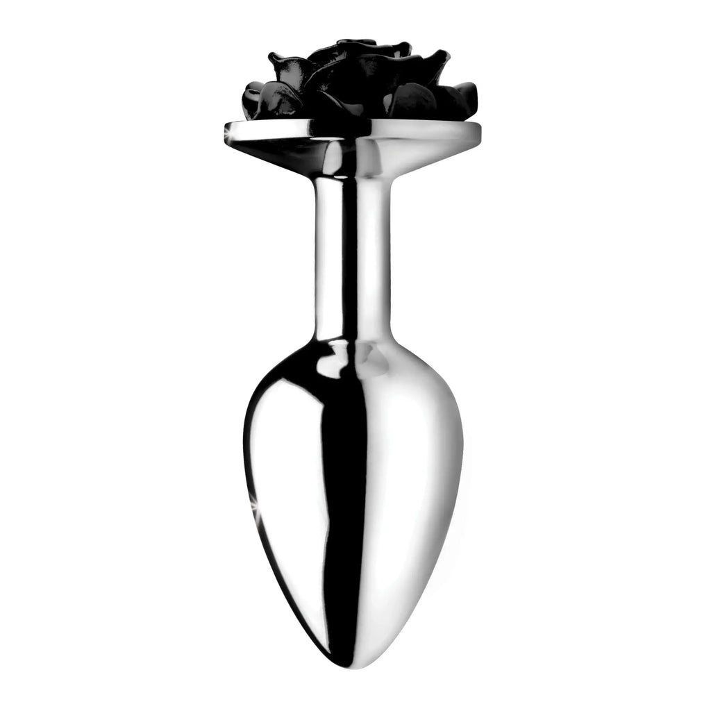XR Brands® Brands Booty Sparks Rose Anal Plug | Aluminum Metal Butt Small / Black