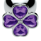 XR Brands® Brands Booty Sparks Violet Flower Gem Anal Plug Set – 3 Sizes Metal Temperature Play Purple