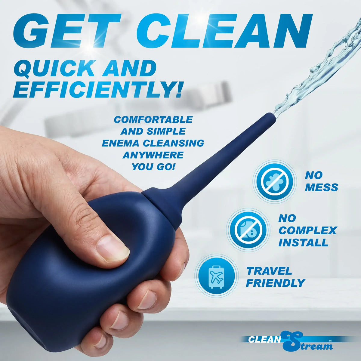XR Brands® Brands CleanStream Flex-Tip Silicone Enema Bulb Blue