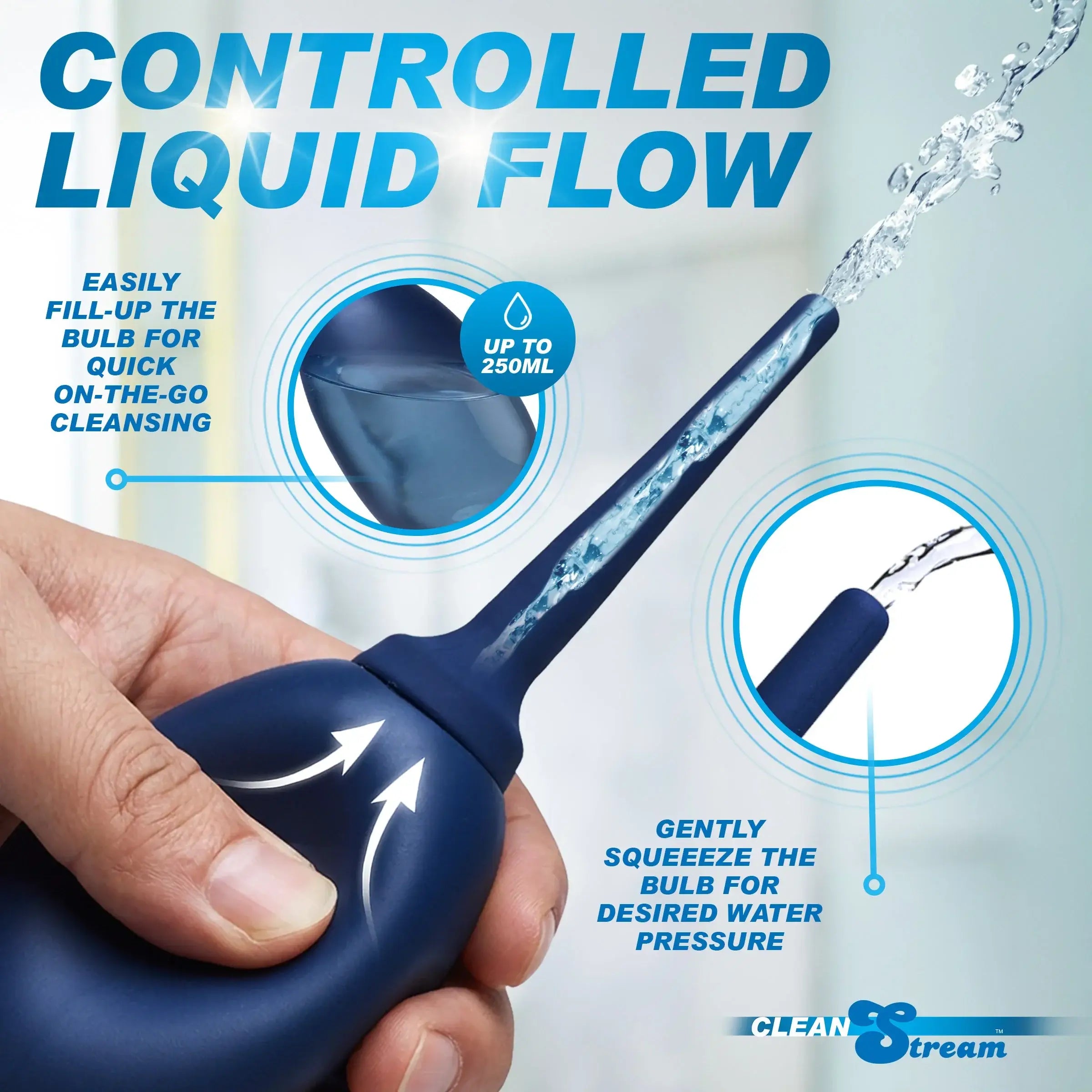 XR Brands® Brands CleanStream Flex-Tip Silicone Enema Bulb Blue