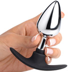 XR Brands® Brands Dark Invader Metal & Silicone Anal Plug | Weighted Butt for Temperature Play Medium / Silver