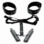XR Brands® Brands Master Series Acquire Thigh Harness With Wrist Cuffs Black