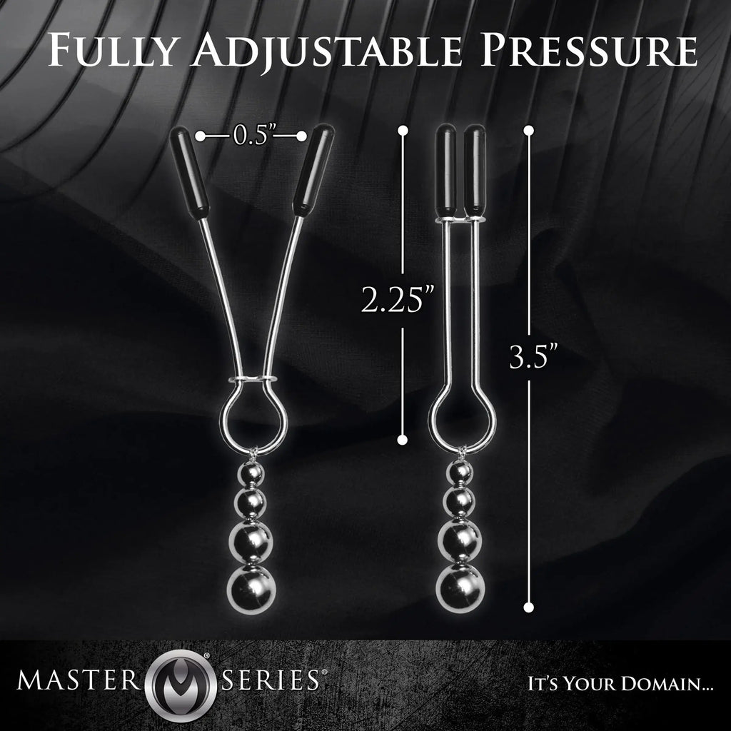 XR Brands® Brands Master Series Adorn Triple Bead Nipple Clamp Set Silver